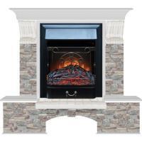 Электрокамин с классическим очагом 2D Glenrich Бостон К (Magestic BL,BR) камень-Грот цветной/цвет-Беленный дуб