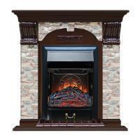 Электрокамин с классическим очагом 2D Glenrich Арочный (Magestic BL,BR) камень-Грот цветной/цвет-Дуб 46