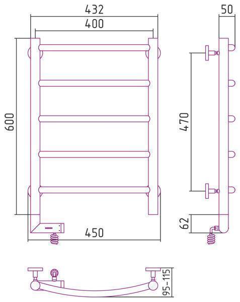 Электрический полотенцесушитель Сунержа Галант 2.0 600х400 (00-5200-6040)
