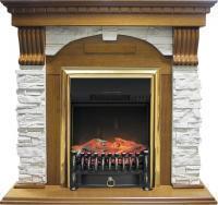 Электрокамин с классическим очагом 2D Royal Flame Dublin арочный сланец белый с очагом Fobos (Дуб)