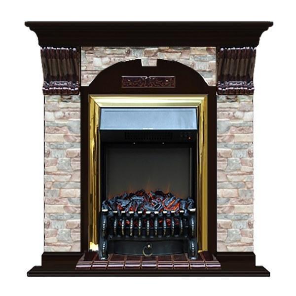 Электрокамин с классическим очагом 2D Glenrich Арочный (Fobos BL,BR) камень-Грот цветной/цвет-Венге