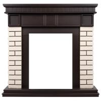 Классический портал для камина Firelight Bricks Classic камень бежевый, шпон темный дуб