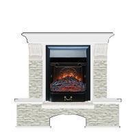 Электрокамин с классическим очагом 2D Glenrich Бостон К (Magestics BL,BR) камень-Грот однотонный/цвет-Белый