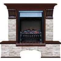 Электрокамин с классическим очагом 2D Glenrich Бостон К (Fobos BL,BR) камень-Мисхор/цвет-Красное дерево