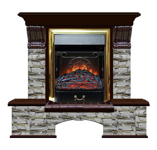Электрокамин с классическим очагом 2D Glenrich Бостон К (Magestic BL,BR) камень-Алтай/цвет-Дуб 46