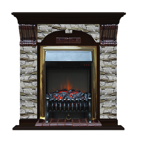 Электрокамин с классическим очагом 2D Glenrich Арочный (Fobos BL,BR) камень-Алтай/цвет-Венге