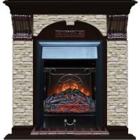 Электрокамин с классическим очагом 2D Glenrich Арочный (Magestic BL,BR) камень-Грот однотонный/цвет-Венге