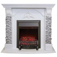 Электрический камин (очаг+портал) с эффектом живого огня Real-Flame Athena GR STD/EUG/25/24 WT с очагом Fobos s Lux BL/BR, Majestic s Lux BL/BR