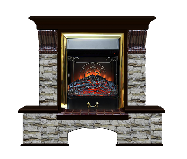 Электрокамин с классическим очагом 2D Glenrich Бостон К (Magestic BL,BR) камень-Алтай/цвет-Венге