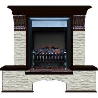 Электрокамин с классическим очагом 2D Glenrich Бостон К (Fobos BL,BR) камень-Грот однотонный/цвет-Венге