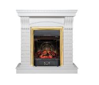 Электрокамин с классическим очагом 2D Real-Flame JAZZ STD/EUG WT с очагом Fobos s Lux BL/BR, Majestic s Lux BL/BR