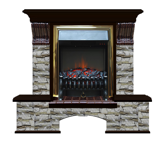 Электрокамин с классическим очагом 2D Glenrich Бостон К (Fobos BL,BR) камень-Алтай цвет-Венге