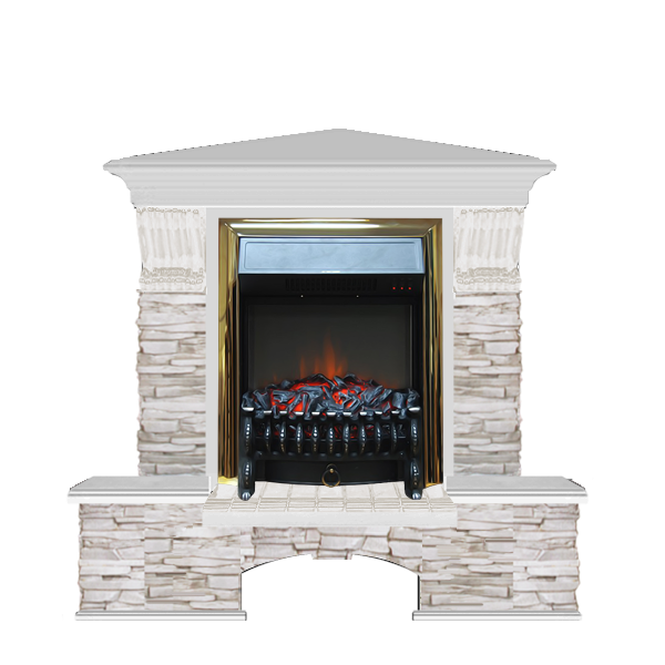 Электрокамин с классическим очагом 2D Glenrich Бостон К (Fobos BL,BR) камень-Мисхор/цвет-Беленный дуб