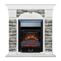 Электрокамин с классическим очагом 2D Glenrich Арочный (Magestic BL,BR) камень-Алтай/цвет-Белый