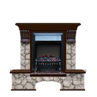 Электрический камин с эффектом живого огня Glenrich Бостон К (Fobos BL,BR) камень-Карелия/цвет-Дуб 46