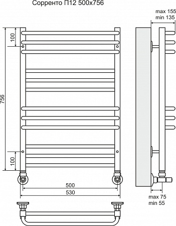 Водяной полотенцесушитель Terminus Соренто П12 500х800