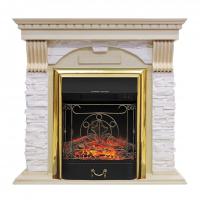 Электрокамин с классическим очагом 2D Royal Flame Dublin арочный сланец крем с очагом Majestic (Слоновая кость)