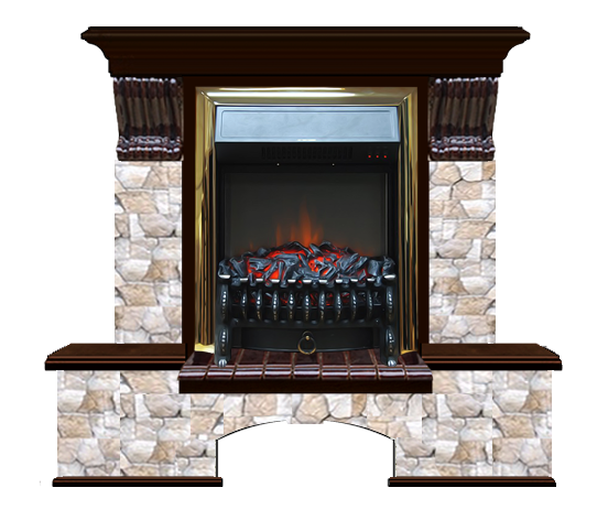 Электрокамин с эффектом живого огня Glenrich Бостон К (Fobos BL,BR) камень-Арбат цвет-Дуб 46