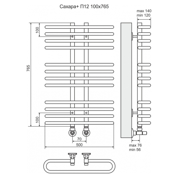 Водяной полотенцесушитель Terminus Сахара П12 100*765