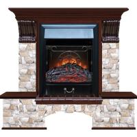 Электрокамин с классическим очагом 2D Glenrich Бостон К (Magestic BL,BR) камень-Арбат/цвет-Красное дерево