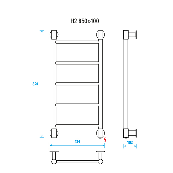 Электрический полотенцесушитель Energy H2 850x400 RAL 9003 белый матовый