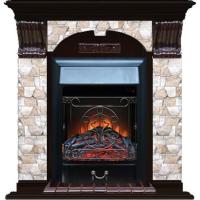 Электрокамин с классическим очагом 2D Glenrich Арочный (Magestic BL,BR) камень-Арбат/цвет-Венге