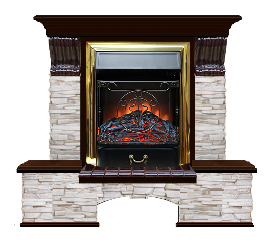 Электрокамин с классическим очагом 2D Glenrich Бостон К (Magestic BL,BR) камень-Мисхор/цвет-Дуб 46