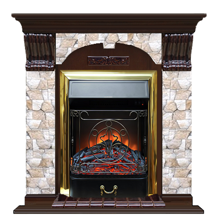 Электрокамин с классическим очагом 2D Glenrich Арочный (Magestic BL,BR) камень-Арбат/цвет-Дуб 46