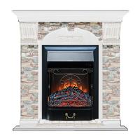 Электрокамин с классическим очагом 2D Glenrich Арочный (Magestic BL,BR) камень-Грот цветной/цвет-Белый