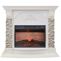 Электрокамин (очаг+портал) с эффектом живого пламени Real-Flame Athena GR STD/EUG/25/24 WT с очагом Irvine 24