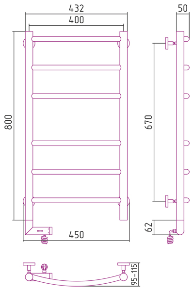 Электрический полотенцесушитель Сунержа Галант 2.0 800х400 (00-5200-8040)