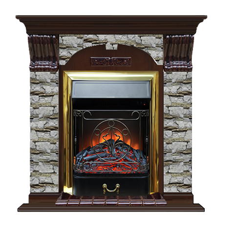 Электрокамин с классическим очагом 2D Glenrich Арочный (Magestic BL,BR) камень-Алтай/цвет-Дуб 46