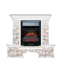 Электрокамин с классическим очагом 2D Glenrich Бостон К (Magestic BL,BR) камень-Арбат/цвет-Белый