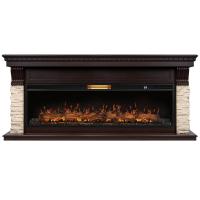 Каминокомплект: Очаг Royal Thermo Aurora RTFP/P-AR60LS, портал Michigan 60, камень молочный, шпон темный дуб