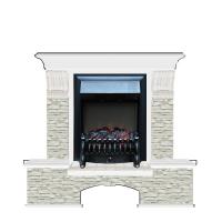 Электрокамин с классическим очагом 2D Glenrich Бостон К (Fobos BL,BR) камень-Грот однотонный/цвет-Белый