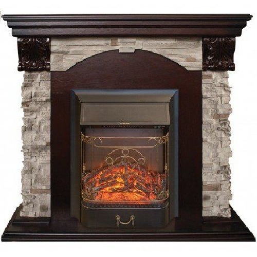 Камин для дома электрический Real-Flame Dublin ROCK STD/EUG 24 AO с очагом Fobos s Lux BL/BR, Majestic s Lux BL/BR