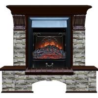 Электрокамин с классическим очагом 2D Glenrich Бостон К (Magestic BL,BR) камень-Алтай/цвет-Дуб 46