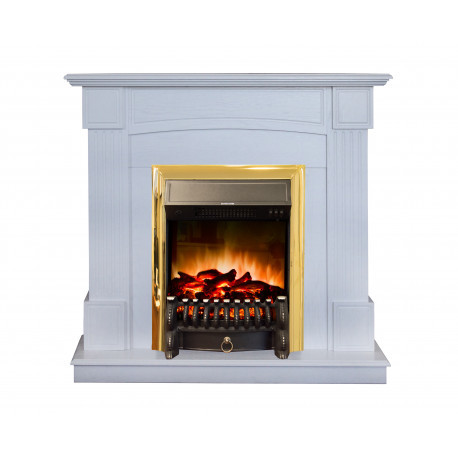 Электрокамин с классическим очагом 2D Real-Flame Andrea STD/EUG WT с очагами Fobos s Lux BL/BR и Majestic s Lux BL/BR