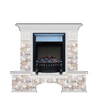 Электрокамин с классическим очагом 2D Glenrich Бостон К (Fobos BL,BR) камень-Арбат/цвет-Беленный дуб