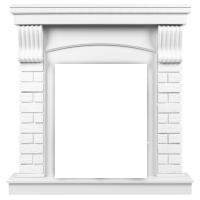 Классический портал для камина Firelight Jersey Classic камень белый, белый дуб