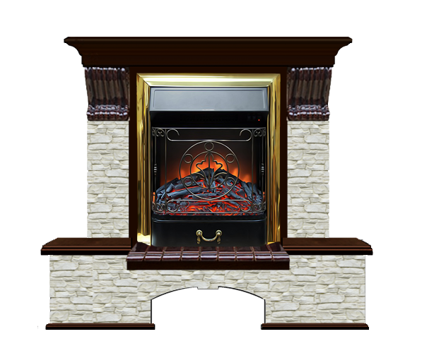 Электрокамин с классическим очагом 2D Glenrich Бостон К (Magestic BL,BR) камень-Грот однотонный/цвет-Дуб 46