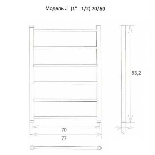 Электрический полотенцесушитель Двин J (1" - 1/2) 70/50 el