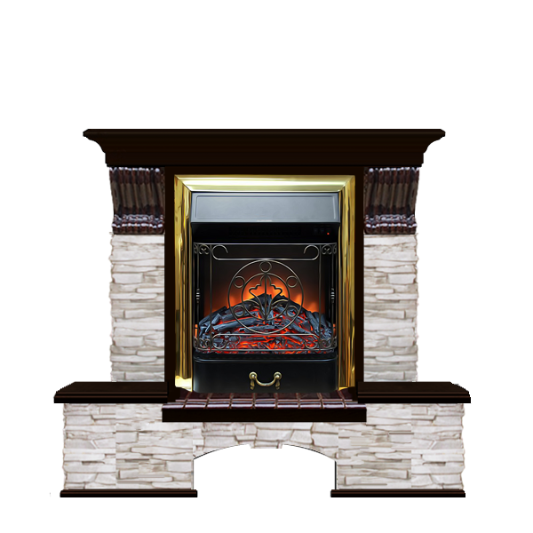 Электрокамин с классическим очагом 2D Glenrich Бостон К (Magestic BL,BR) камень-Мисхор/цвет-Венге