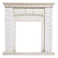 Классический портал для камина Firelight Porto Classic камень белый, шпон беленый дуб