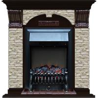 Электрокамин с классическим очагом 2D Glenrich Арочный (Fobos BL,BR) камень-Грот однотонный/цвет-Венге