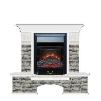 Электрокамин с классическим очагом 2D Glenrich Бостон К (Magestic BL,BR) камень-Алтай/цвет-Белый
