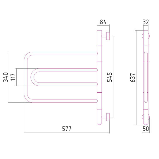 Электрический полотенцесушитель Сунержа ЭПС СУНЕРЖА "Компакт" 640х580 (71.6 Вт) (00-0820-0640)