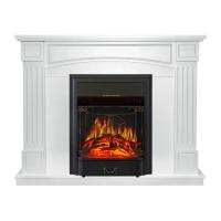 Электрокамин с классическим очагом 2D Royal Flame Boston Белый с очагом Majestic FX Brass/Black