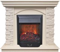Электрокамин с классическим очагом 2D Real-Flame Elford STD/EUG WT с очагами Fobos/Majestic