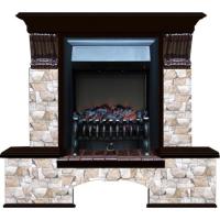 Электрокамин с классическим очагом 2D Glenrich Бостон К (Fobos BL,BR) камень-Арбат цвет-Венге